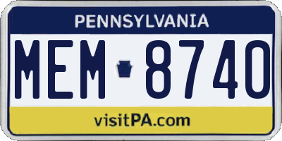 PA license plate MEM8740