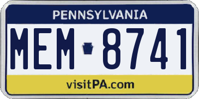 PA license plate MEM8741