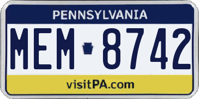 PA license plate MEM8742