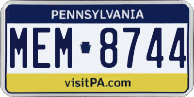 PA license plate MEM8744