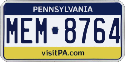 PA license plate MEM8764