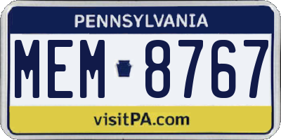 PA license plate MEM8767