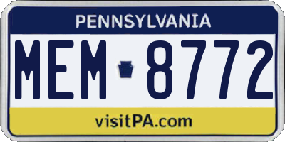 PA license plate MEM8772