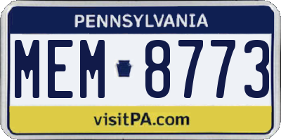 PA license plate MEM8773