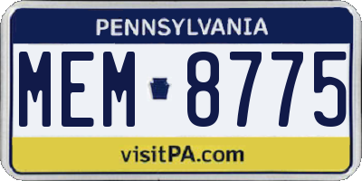 PA license plate MEM8775
