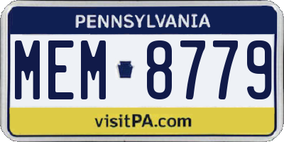 PA license plate MEM8779