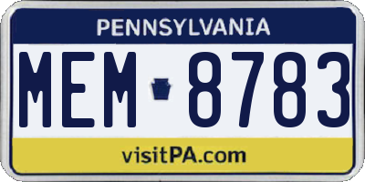 PA license plate MEM8783