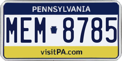 PA license plate MEM8785