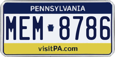 PA license plate MEM8786