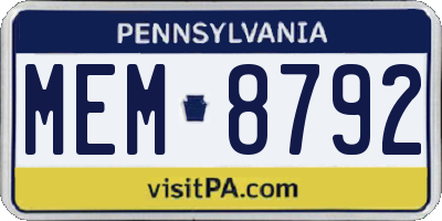 PA license plate MEM8792