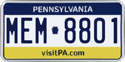 PA license plate MEM8801