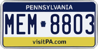 PA license plate MEM8803