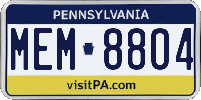 PA license plate MEM8804
