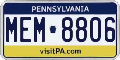 PA license plate MEM8806