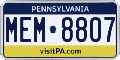 PA license plate MEM8807