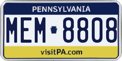 PA license plate MEM8808