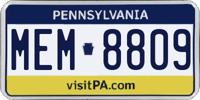 PA license plate MEM8809