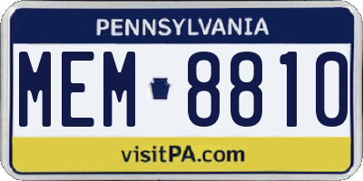 PA license plate MEM8810