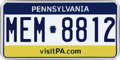 PA license plate MEM8812