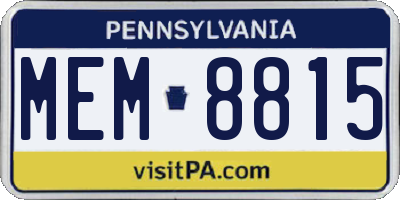 PA license plate MEM8815