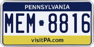 PA license plate MEM8816