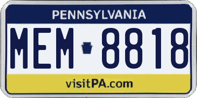 PA license plate MEM8818