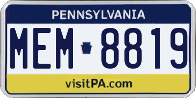 PA license plate MEM8819