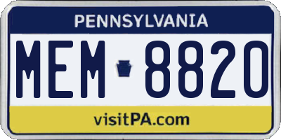 PA license plate MEM8820