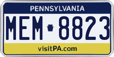 PA license plate MEM8823