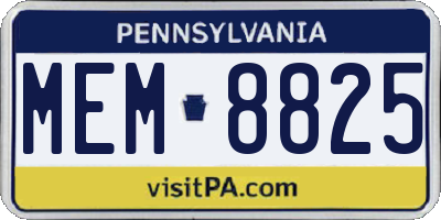 PA license plate MEM8825