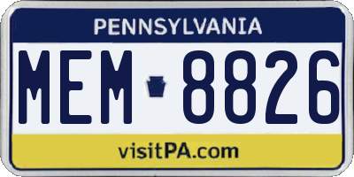 PA license plate MEM8826