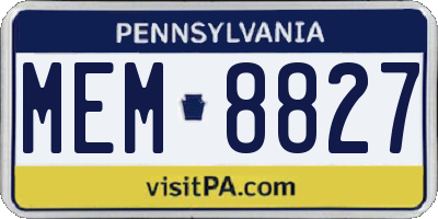 PA license plate MEM8827