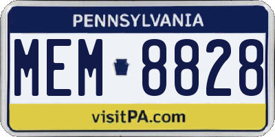 PA license plate MEM8828