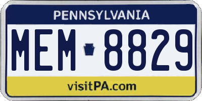 PA license plate MEM8829