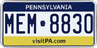 PA license plate MEM8830