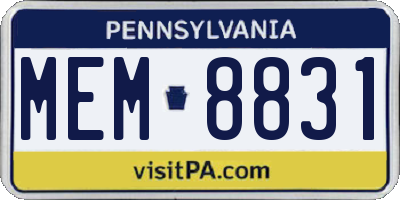 PA license plate MEM8831