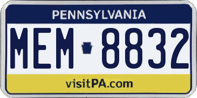 PA license plate MEM8832