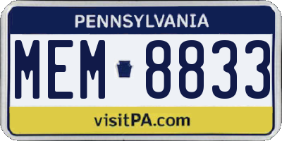 PA license plate MEM8833