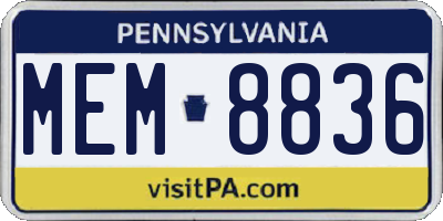 PA license plate MEM8836