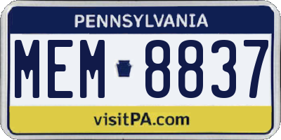 PA license plate MEM8837