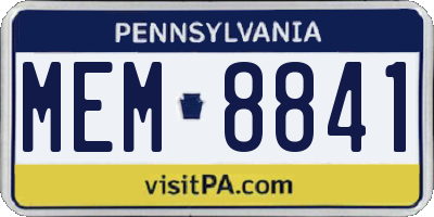 PA license plate MEM8841