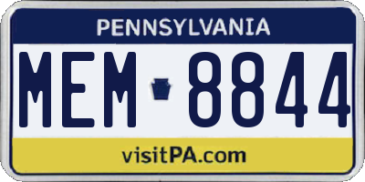 PA license plate MEM8844