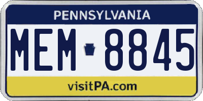 PA license plate MEM8845