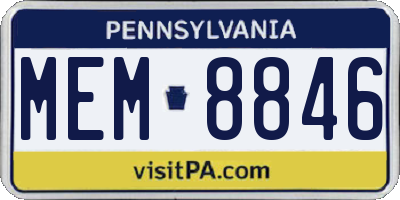 PA license plate MEM8846