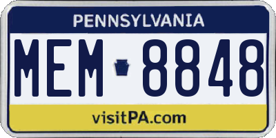 PA license plate MEM8848