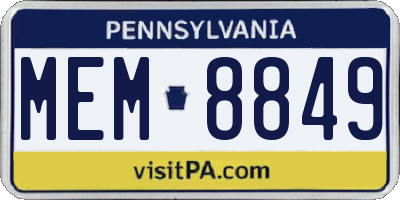 PA license plate MEM8849