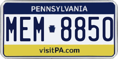 PA license plate MEM8850