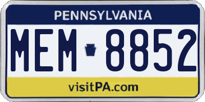 PA license plate MEM8852