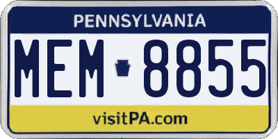 PA license plate MEM8855