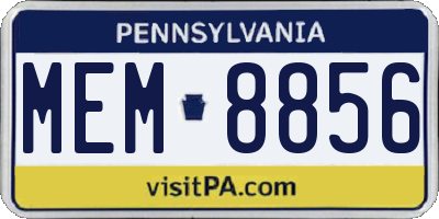 PA license plate MEM8856